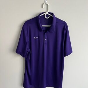 Nike Dri-Fit Purple Men's XL Polo Shirt Nike Swoosh Embroidered 3 Button…